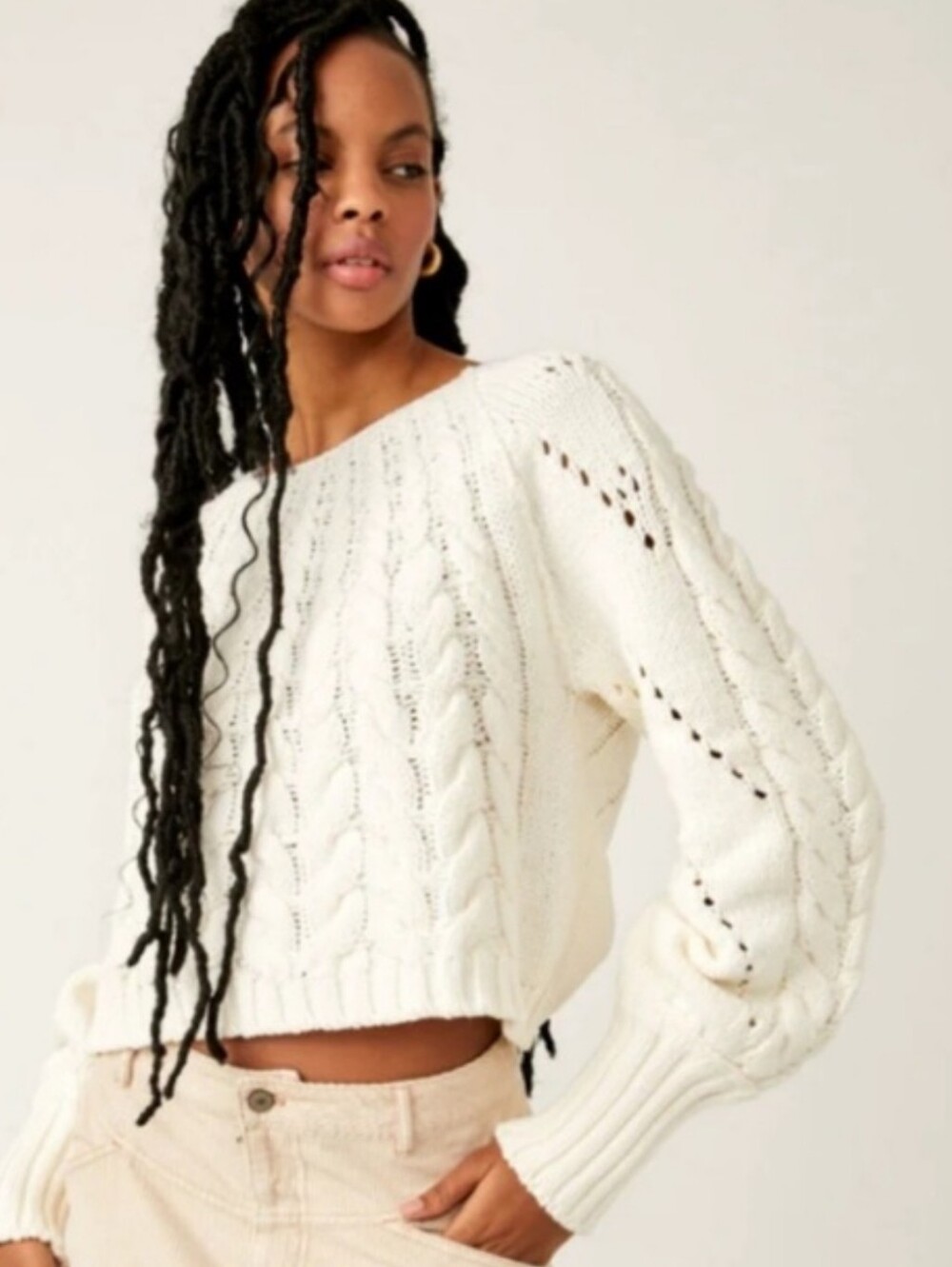 Free People Sandre Cable Knit Sweater